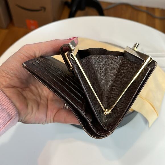 LOUIS VUITTON Vintage Kiss Lock Damier Porte Monnaie Billets Viennois Wallet EUC - Picture 14 of 15